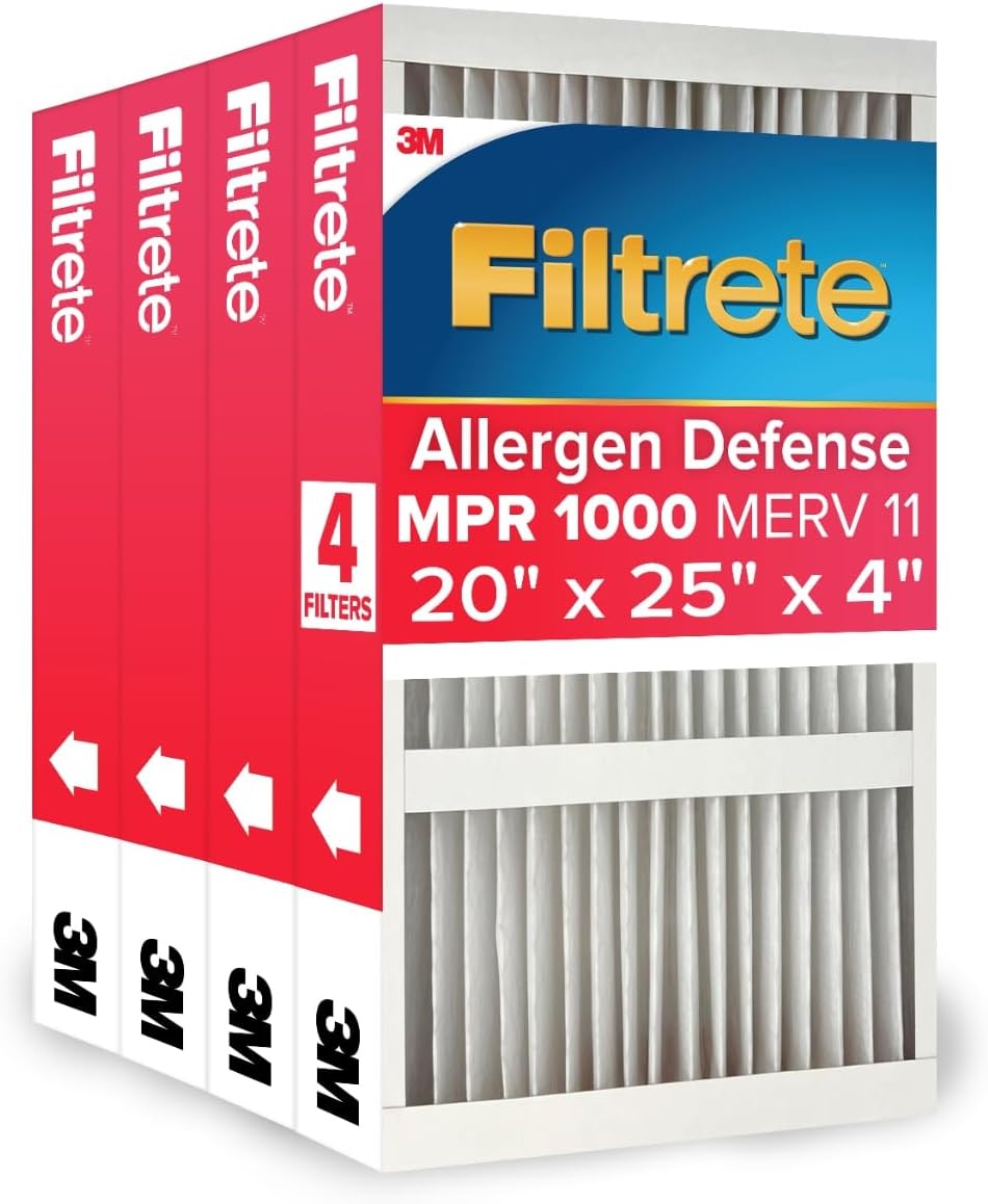 Filtrete 20x25x4 Air Filter MERV 11, MPR 1000 Micro Allergen Defense, 4-Pack