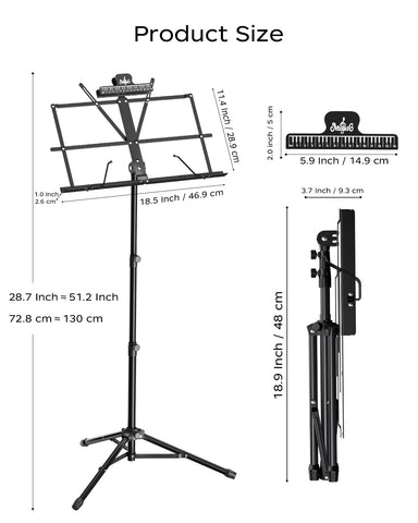 K KASONIC Music Stand, 2 in 1 Dual-Use Folding Sheet Music Stand & Desktop Book Stand, Portable Lightweight with Music Sheet Clip Holder Carrying Bag