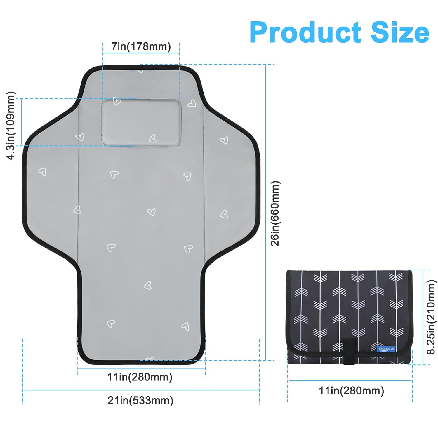 Baby Portable Changing Pad Travel - Waterproof Diper Changing Mat