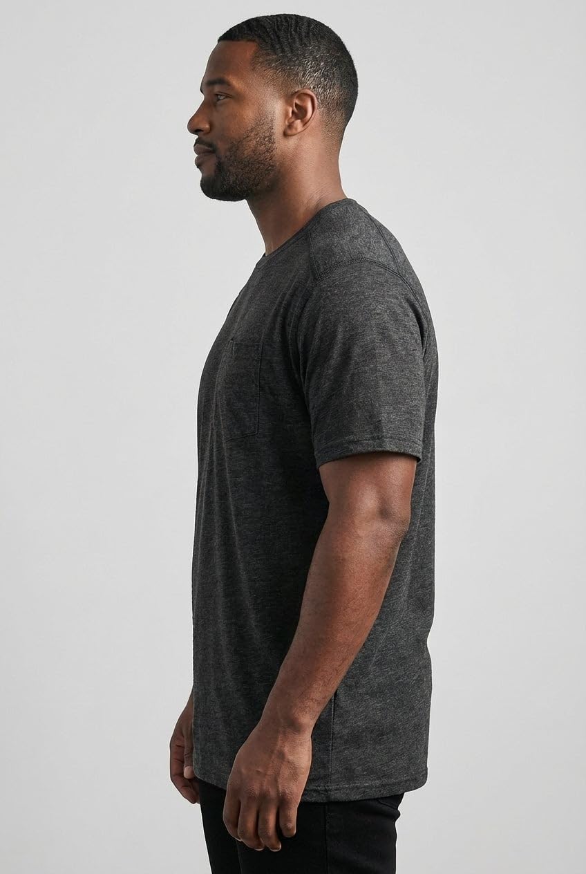 KingSize Shrink-Less Lightweight Longer-Length Crewneck Pocket T-Shirt