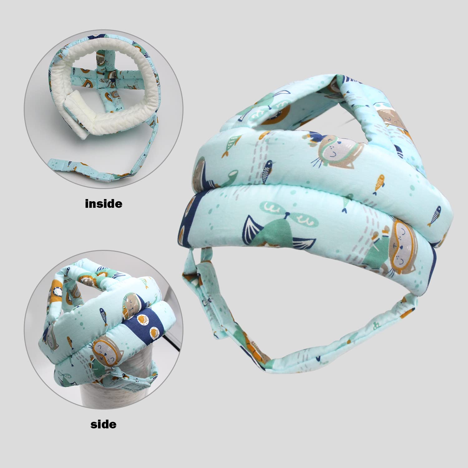Baby Head Protector Baby Helmet for Crawling Walking, No Bumps Safety Head Adjustable Protective Cap for Walking, Playing (Submarine)