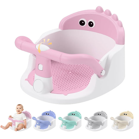 Baby Bath Seat for Babies 6 Months & Up Sitting Up with Suction Cups, Pink
