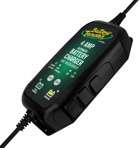 Battery Tender 4 AMP Battery Charger and Maintainer - Automotive Switchable 12V or 6V Smart Automatic for Cars SUVs and Trucks - Lead Acid, AGM, Gel, & Lithium Battery Charger - 022-0209-BT-WH