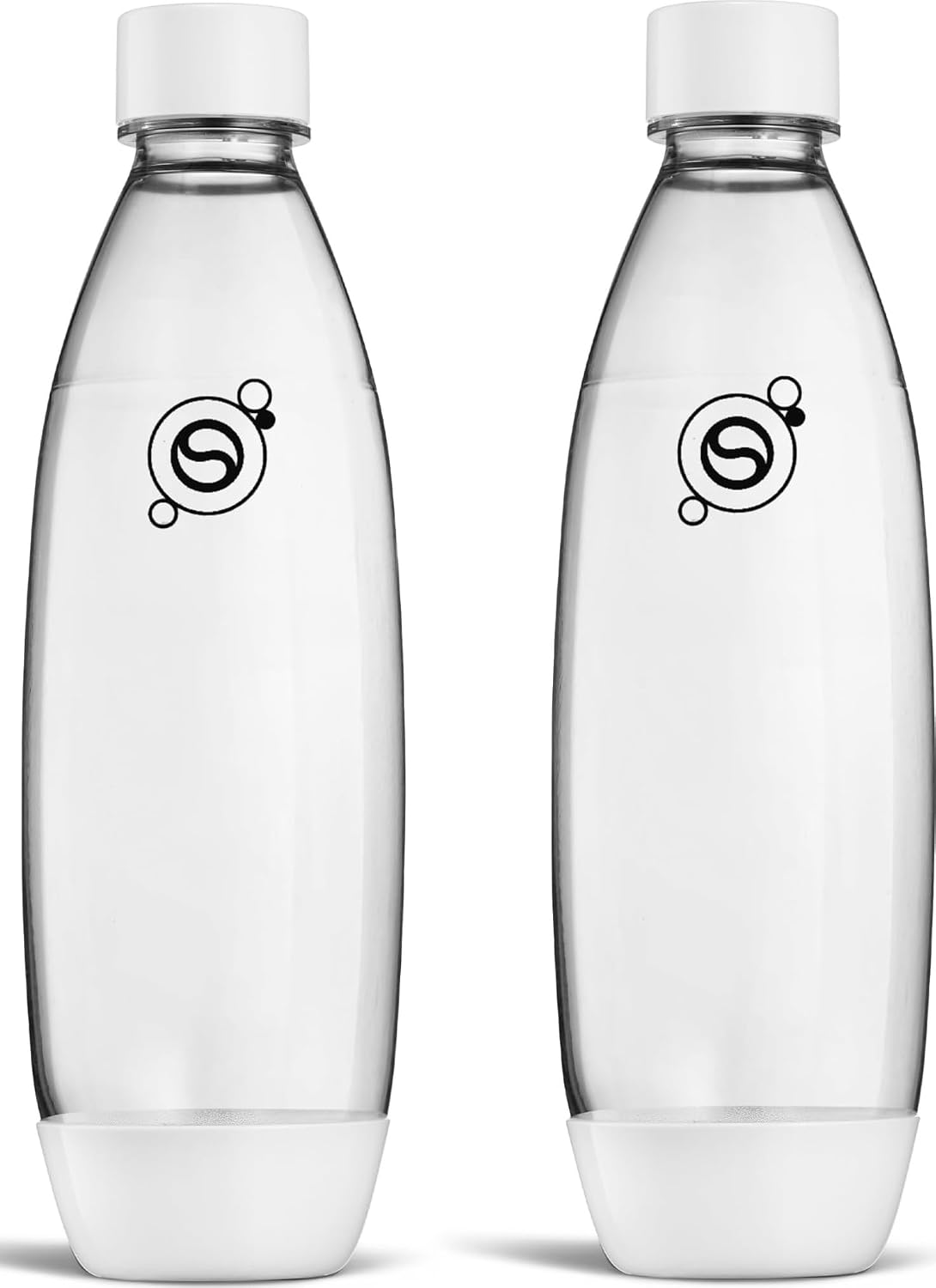 sodastream 1L Twin Pack Carbonated Water Bottle, Dishwasher Safe Slim, 2 Black Reusable Plastic Bottles for Sparkling Water, Soda Stream Compatible with TERRA, ART, ENSO, E-Terra & More