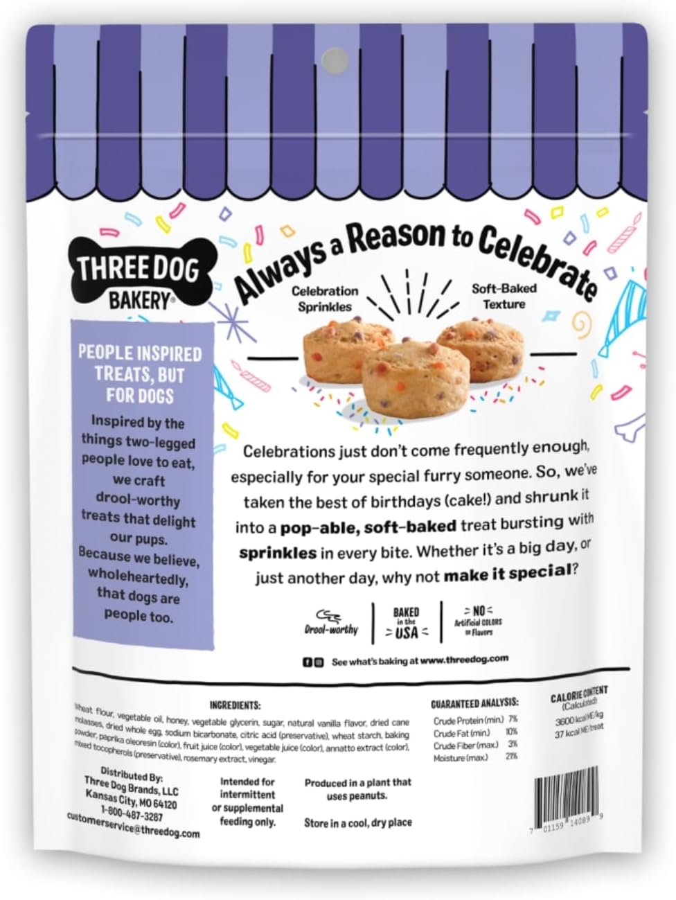 Three Dog Bakery Ultimate Celebration Cake Bites for Dogs - 12 oz Bag