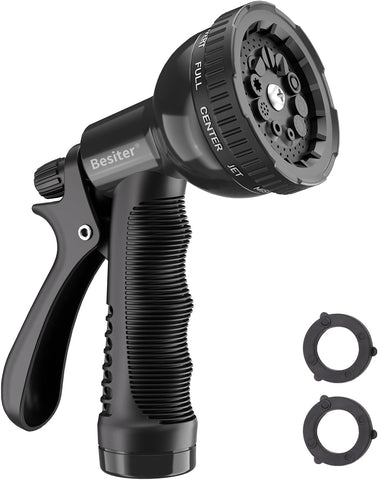 Besiter Garden Hose Nozzle Sprayer: 10 Watering Patterns Spray Nozzles Heavy Duty Hose Head Hose Attachment