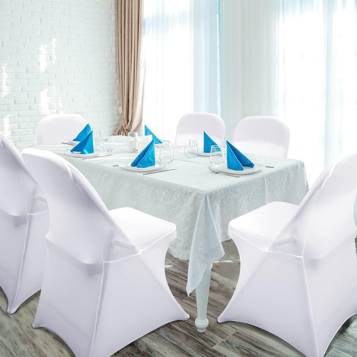 Babenest Stretch Spandex Folding Chair Covers for Wedding, 50PCS White