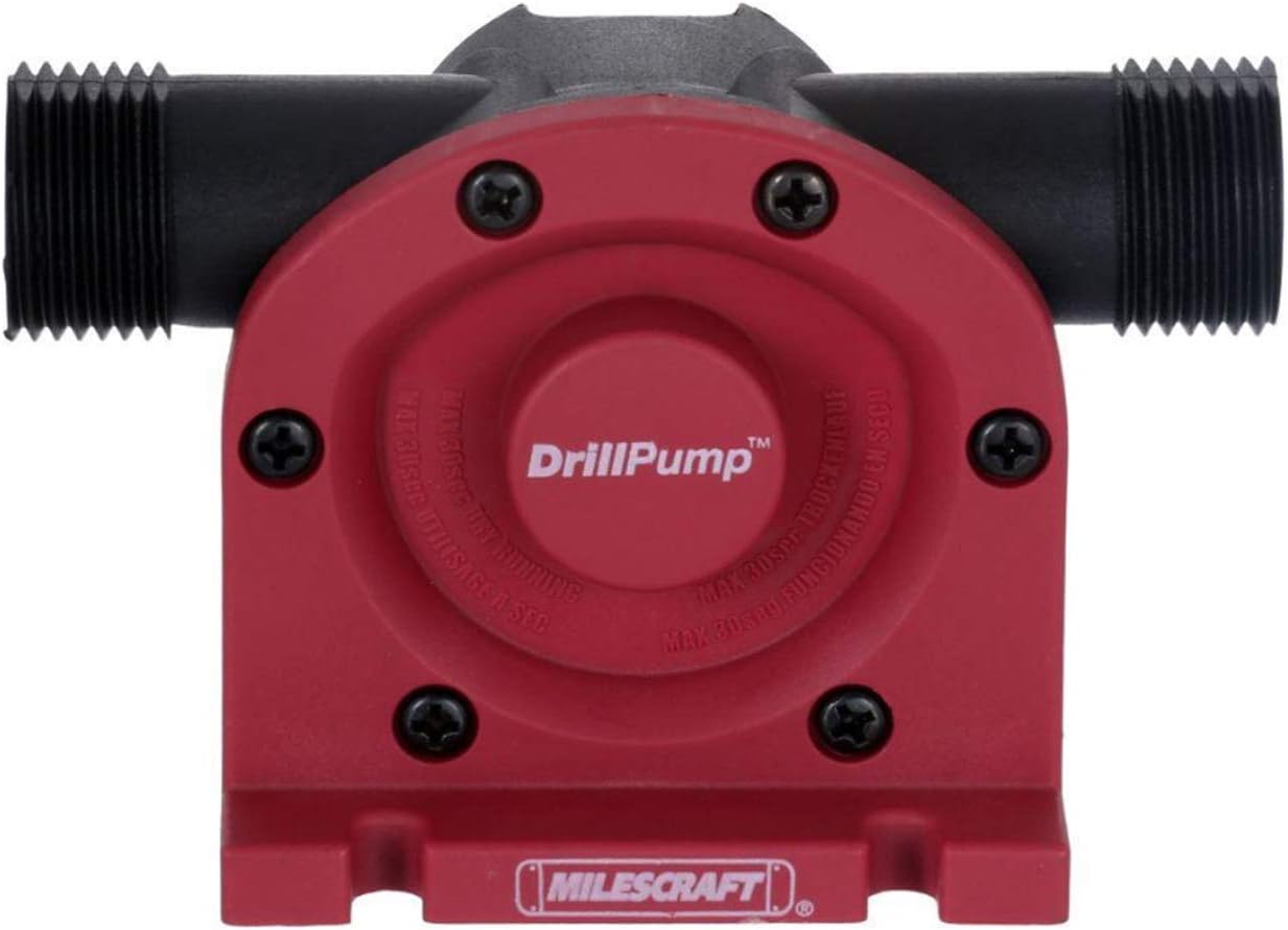 Milescraft 1314 Drill Pump 750 - Self Priming Water Pump Attachment for Drills - Water Transfer Pump - Uses Common Garden Hose - 750 Gallons per Hour
