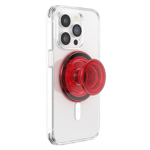 PopSockets Phone Grip Compatible with MagSafe, Adapter Ring for MagSafe Included, Phone Holder, Wireless Charging Compatible - Danger Red Translucent