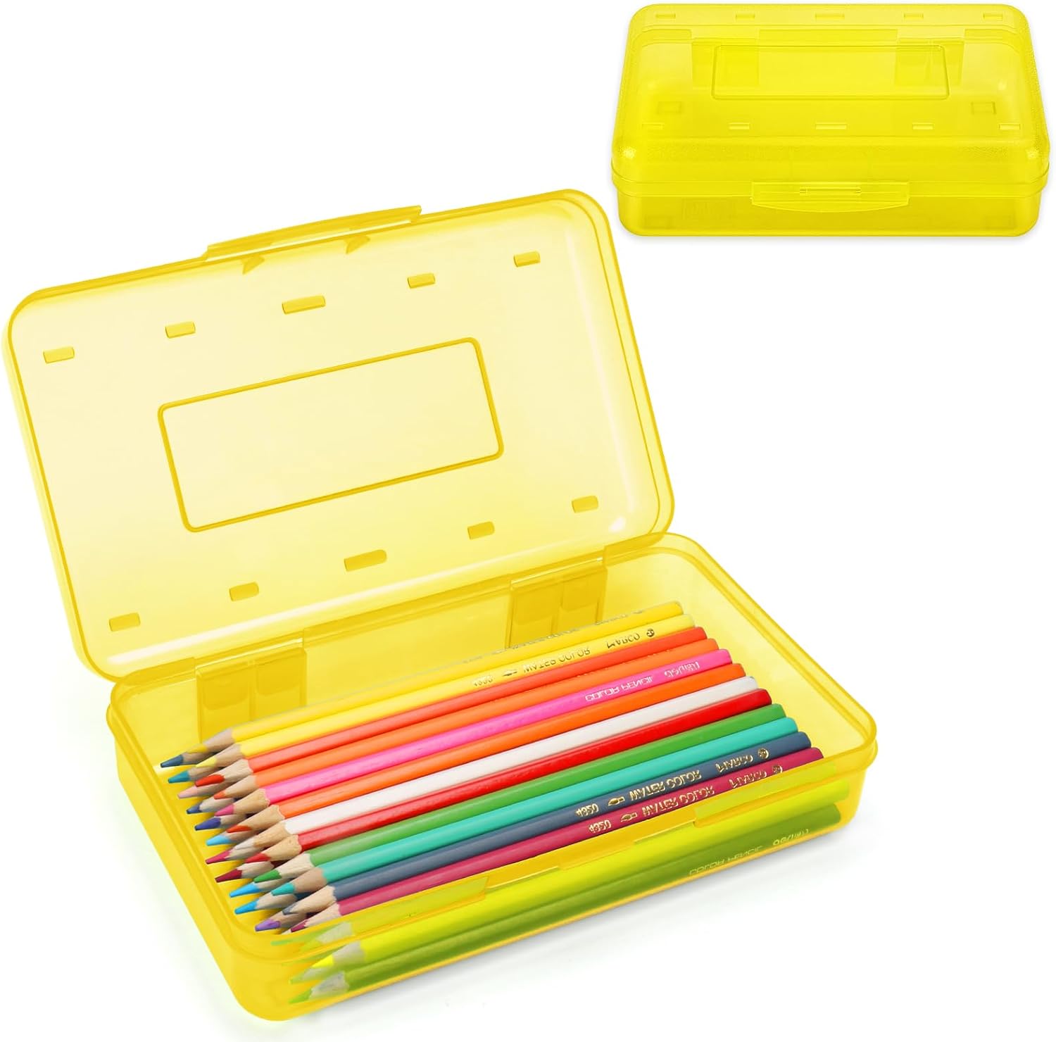 Clear Plastic Hard Pencil box Case with Personalized Sticker for Girl Boy