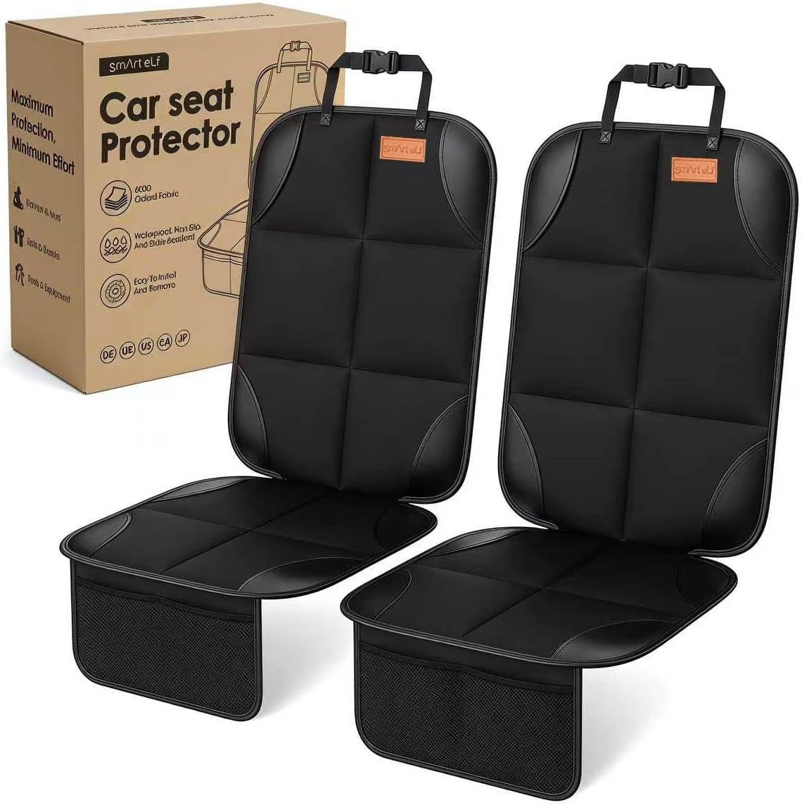 SMART ELF 2 Pack in Gift Box Car Seat Protector (Black)