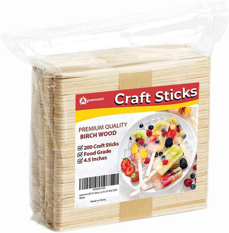 Apremont - 4.5 inch Natural Wooden Food Grade Craft Sticks - Ice Cream Stick - Popsicle - Suit Crafting, Stirring, Paddle, Waxing, Small Ice Pop Stick for DIY Kids