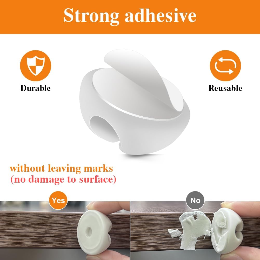 Shintop 16pcs Cable Clips for Organizing Nightstand Phone Chargers (White)