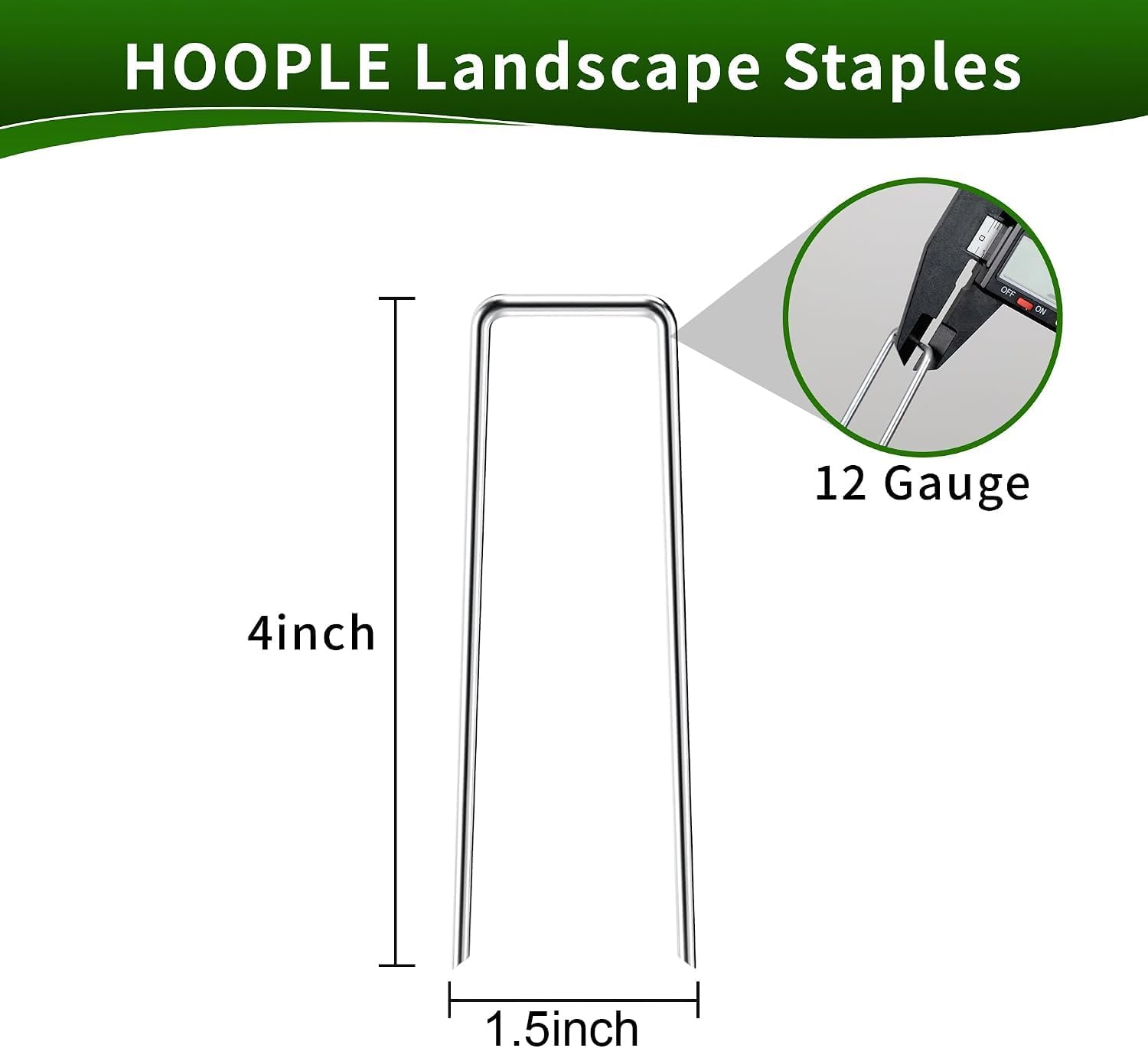HOOPLE 4 Inch 100 Pack Galvanized Landscape Staples 12 Gauge Garden Stakes Landscaping Fabric Pins Anti-Rust Yard Stakes for Decoration Weed Barrier, Irrigation Tubing, Lawn Fabric & Greenhouse