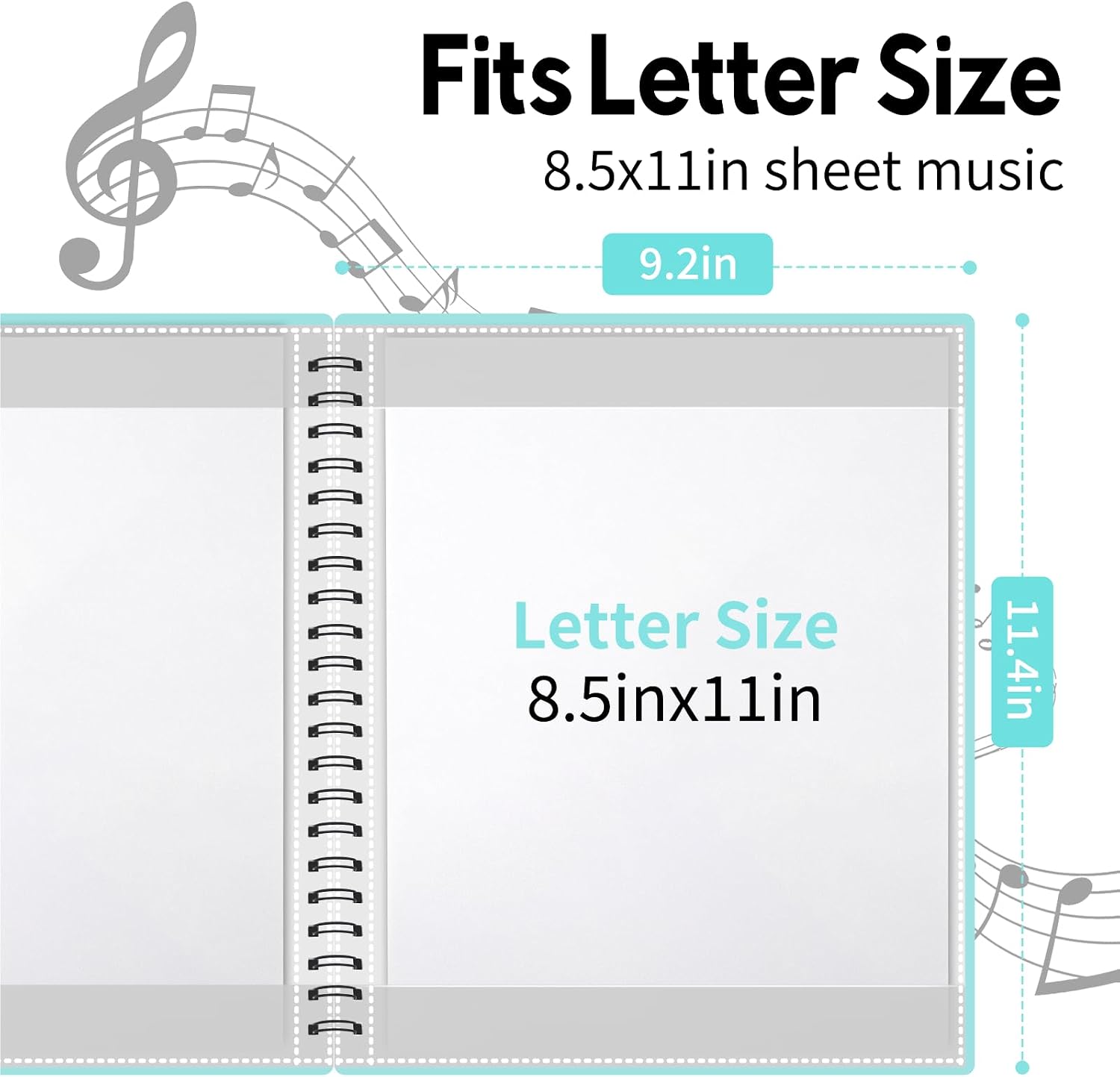 Sheet Music Folder 1 Pack, 40 Sleeves Hold 80 Pages, Easy to Annotate Pages, Music Binder with Spiral Binding that Stays Open and Lays Flat, Includes Label (Blue)