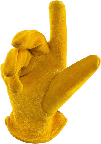 Kids Work Gloves Age 2-14, Soft Deerskin Suede Leather(Age 5-7, M)