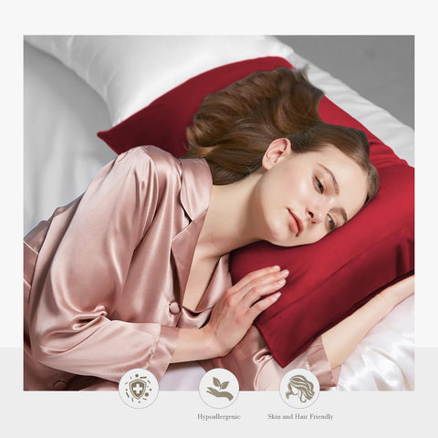 WishSmile Cooling King Pillowcases Set of 2 Breathable Cool Silky Soft Rayon Derived from Bamboo Fabric, Moisture Wicking for Hot Sleepers, Hair and Skin Friendly, Red, 2 Pack, 20x36IN