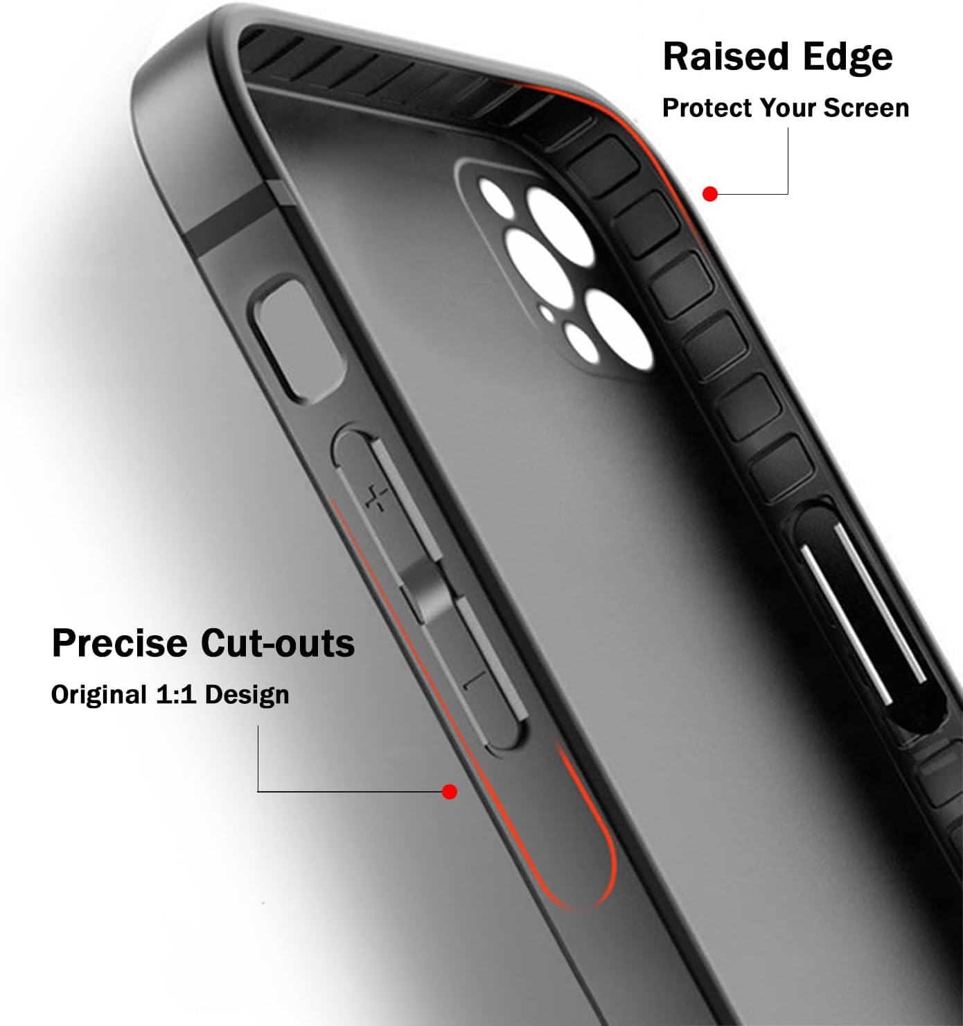 TENOC Phone Case Compatible with iPhone 14 Pro, Black Case Anti-Fingerprint Protective Bumper Matte Cover for 6.1 Inch