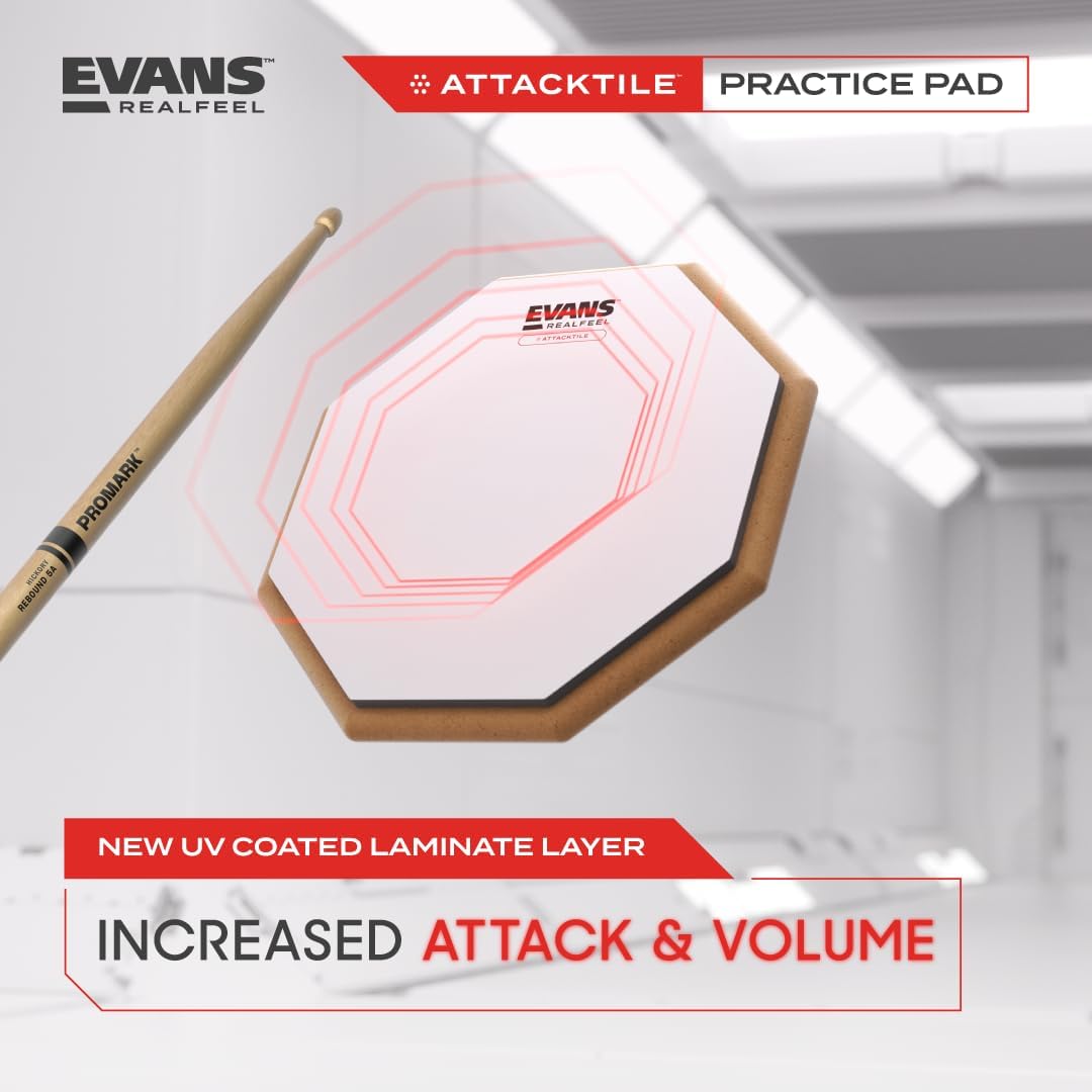 Evans RealFeel Attacktile Drum Practice Pad Scholastic Kit, 10 Inch