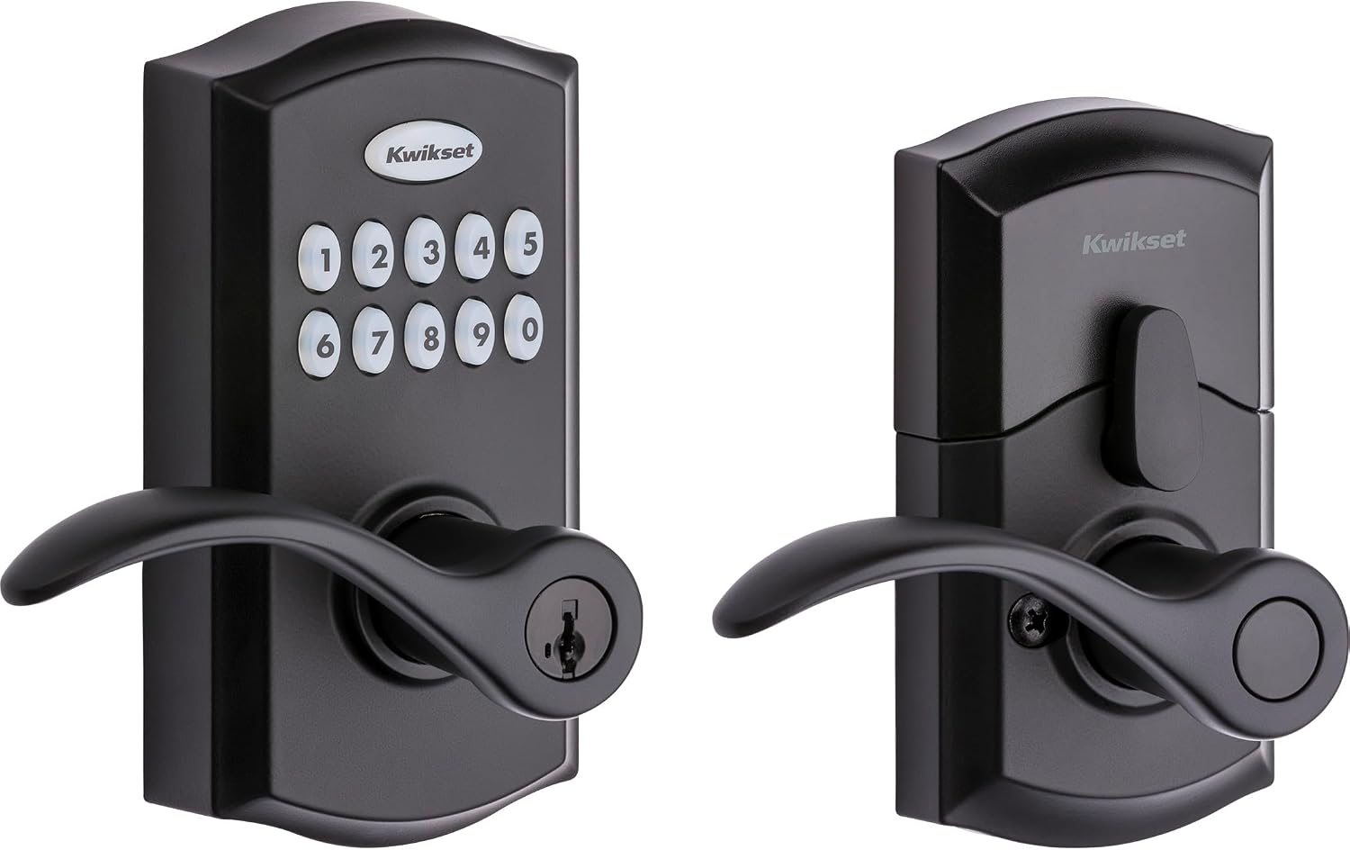 Kwikset 955PML-514S Pembroke Lever Commercial Grade Electronic Smartcode Lever Lock with SmartKey Iron Black Finish