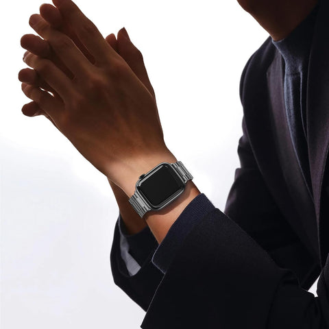 EPULY Compatible with Apple Watch Band 42mm 44mm 45mm 38mm 40mm 41mm Business Stainless Steel Metal Wristband for iWatch SE Series 8 7 6 5 4 3 2 1 for Men Women (Space Grey, 42mm/44mm/45mm)