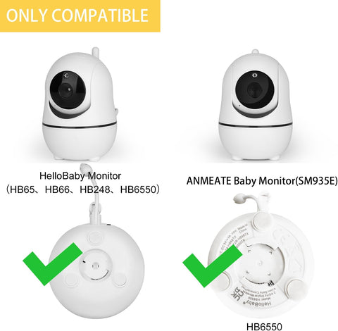 Flexible Baby Monitor Mount Compatible with HelloBaby HB65/HB6550/HB6558/HB66/HB248,ANMEATE SM935E/SM650 Monitor,Baby Camera Mount,Baby Clip Mount Without Tools or Wall Damage