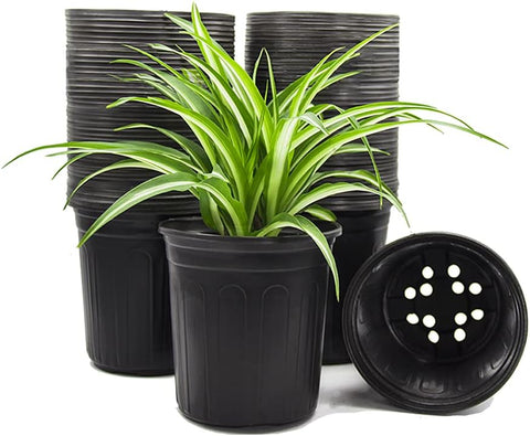 HECTOLIFE 50-Pack 1 Gallon Black Flexible Flower Plant Nursery Pots
