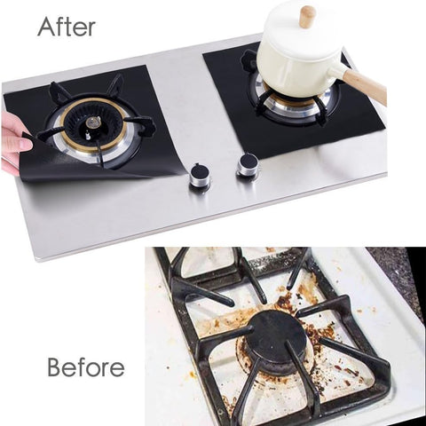 YRYM HT Reusable Gas Stove Burner Covers, 10.6" x 10.6", 8 Packs, Black