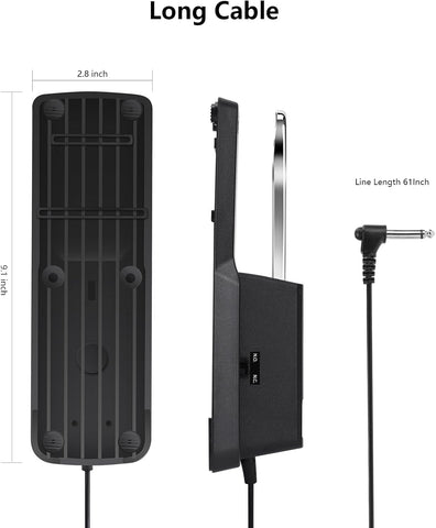 Sustain Pedal, Sustain Pedal for Keyboard Universal, Premium Piano Pedal for Keyboard with Polarity Switch for MIDI Keyboards, Digital Pianos, Yamaha, Casio and More, 1/4'' Input Plug by RNSXYAT