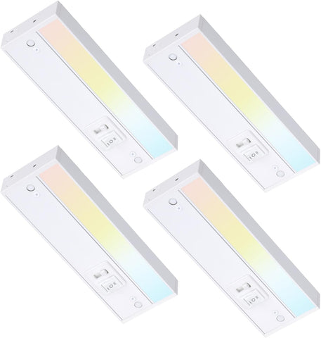 TORCHSTAR 4-Pack 8 Inch 5CCT LED Under Cabinet Lighting Aluminum, White