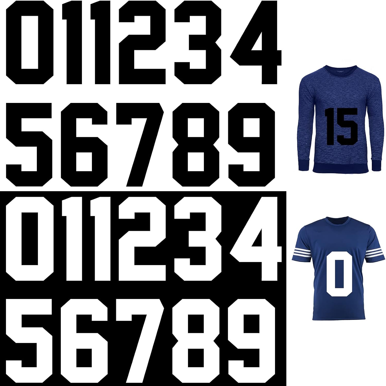 Zonon 22 Pcs Iron on Numbers for Jersey 0-9,Black, White,8 Inch