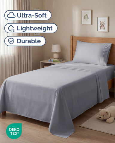 Twin Size 3 Piece Sheet Set - Breathable & Cooling Sheets - Steel Blue