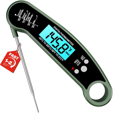 Instant Read Meat Thermometer Digital, Food Thermometer for Cooking, Green