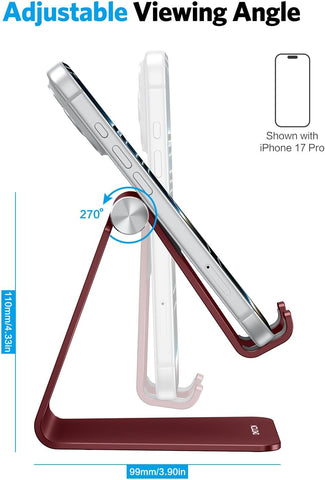 OMOTON C2 Adjustable Cell Phone Stand with Charging Cutout, Cherry Red