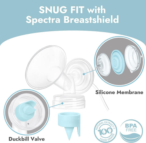 [8-Count] Papablic Duckbill Valves and Silicone Membrane Compatible with Spectra S1, S2 and 9 Plus Breastpumps, Not Original Spectra Pump Parts, BPA/DEHP Free, Blue