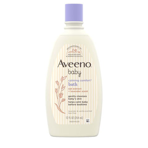 Aveeno Baby Calming Comfort Bath Body & Hair Wash, Lavender, 12 Fl Oz (Pack of 12)