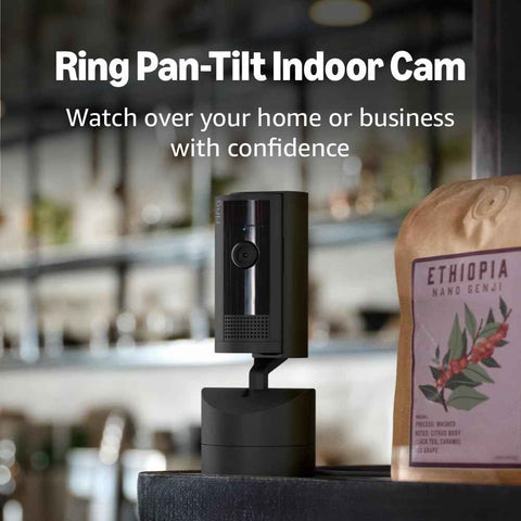 Ring Pan-Tilt Indoor Cam (newest model) — See all around your home or business with 360° pan coverage, HD video, plus Two-Way Talk (2024 release), Black