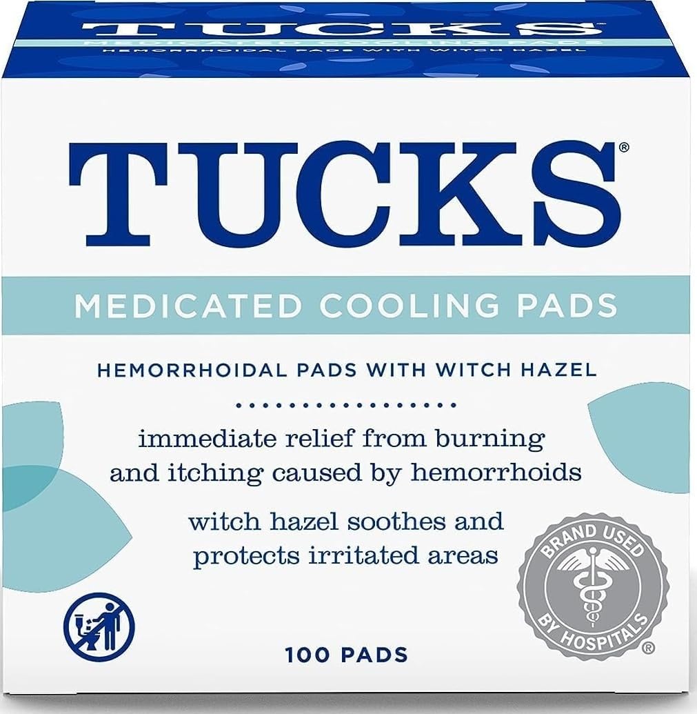 TUCKS Medicated Cooling Pads, Witch Hazel Hemorrhoid Treatment, 100 Count
