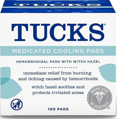 TUCKS Medicated Cooling Pads, Witch Hazel Hemorrhoid Treatment, 100 Count