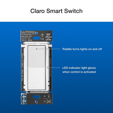 Lutron Claro 3-Way Smart Switch Kit; Switch, Wallplate, Remote & Bracket