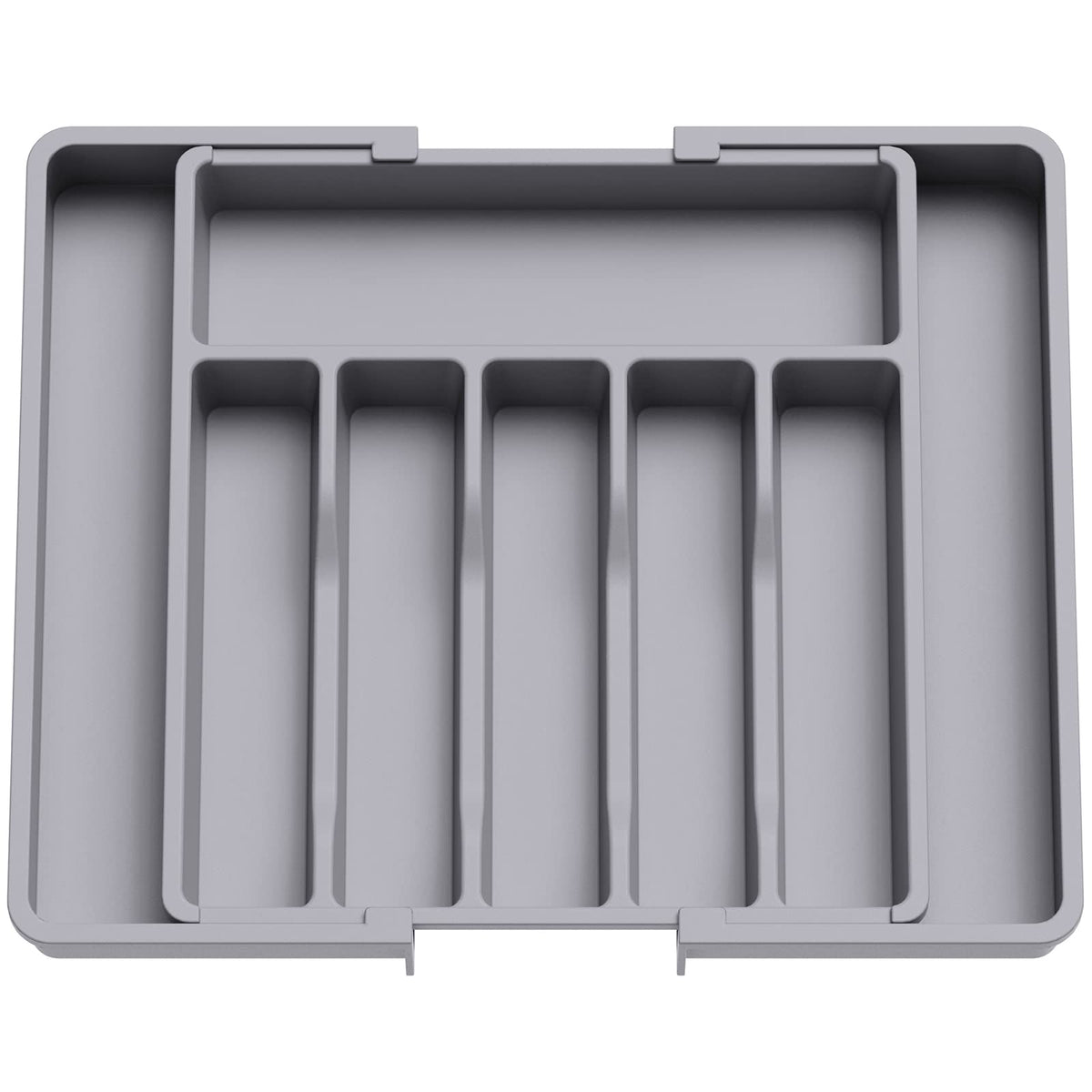 Lifewit Silverware Drawer Organizer, Expandable Utensil Tray for Kitchen, BPA Free Flatware and Cutlery Holder, Adjustable Plastic Storage for Spoons Forks Knives, Large, Grey