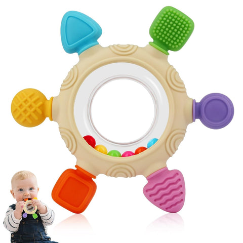 Baby Teething Rings Toys for 0-6 6-12 Month Rattle Sensory Toys