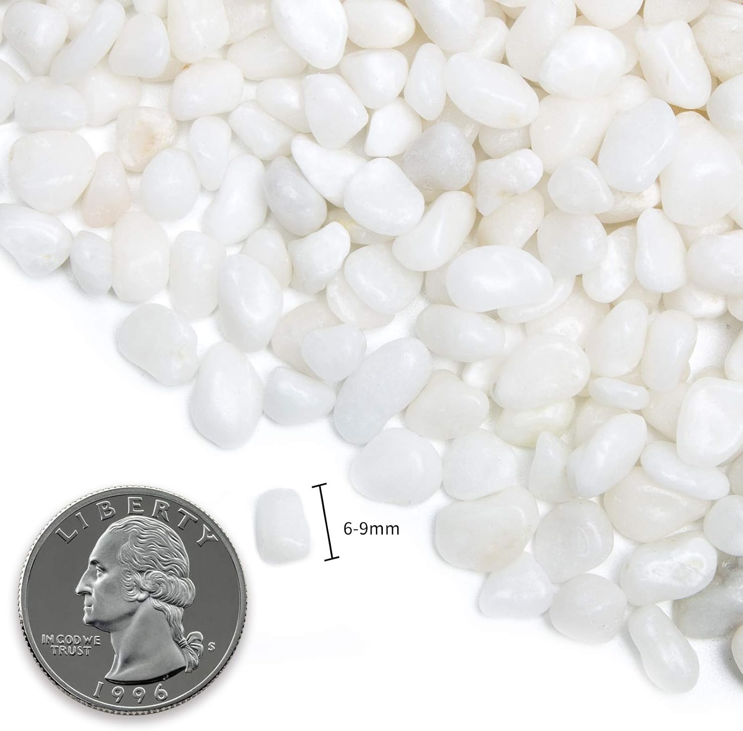Natural Polished Decorative White Pebbles - 2 LB Small Stones 3/8" Gravel Size,River Rocks Pebbles for Plants, Home DIY Decor,Aquarium Gravel,Vase Fillers,Fairy Garden,Landscaping Outdoor Stones