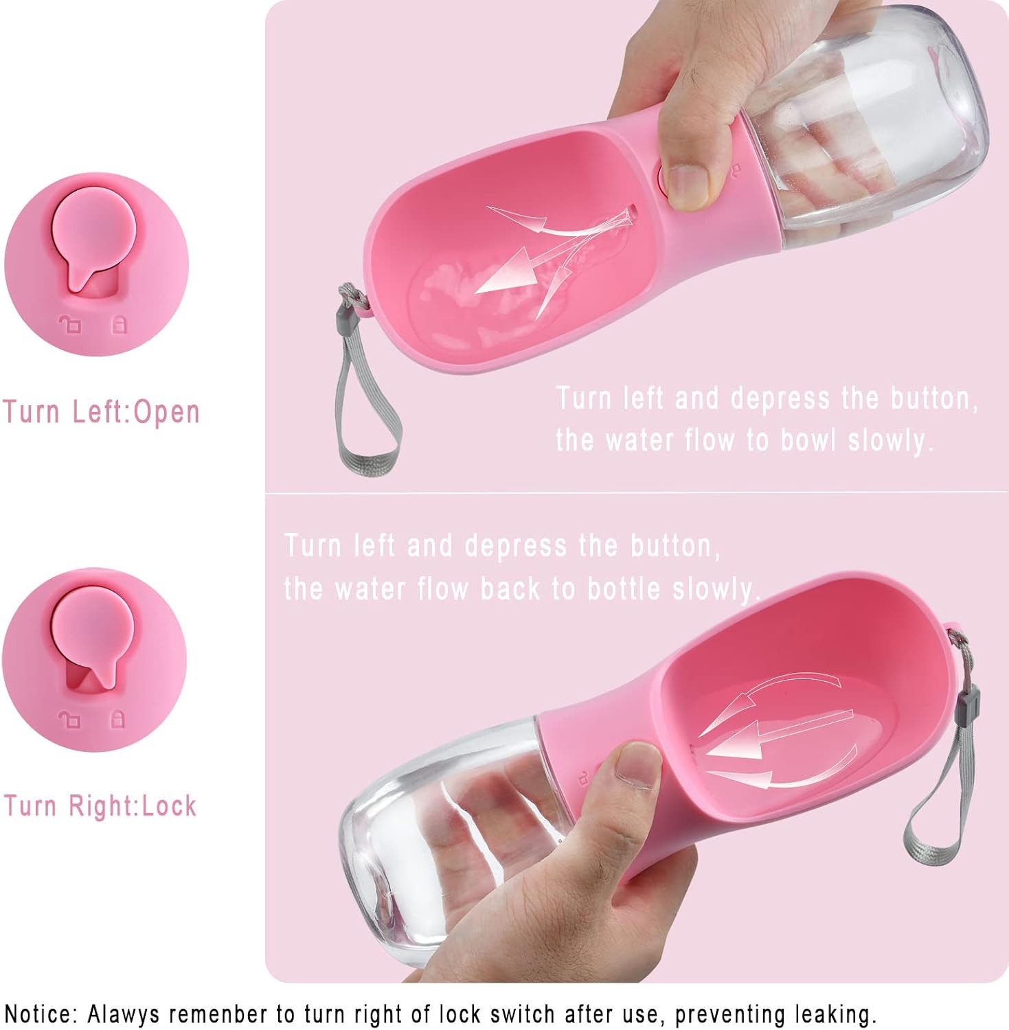 Cibaabo Dog Water Bottle Portable with Food Container & Filter for Travel