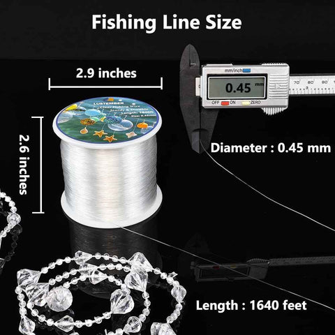 LUSTEMBER Fishing Wire, 1640 ft Clear Fishing Line, Strong Invisible String for Hanging Decorations, Balloons, Crafts, Jewelry Making, Beading, Bracelets and Necklaces