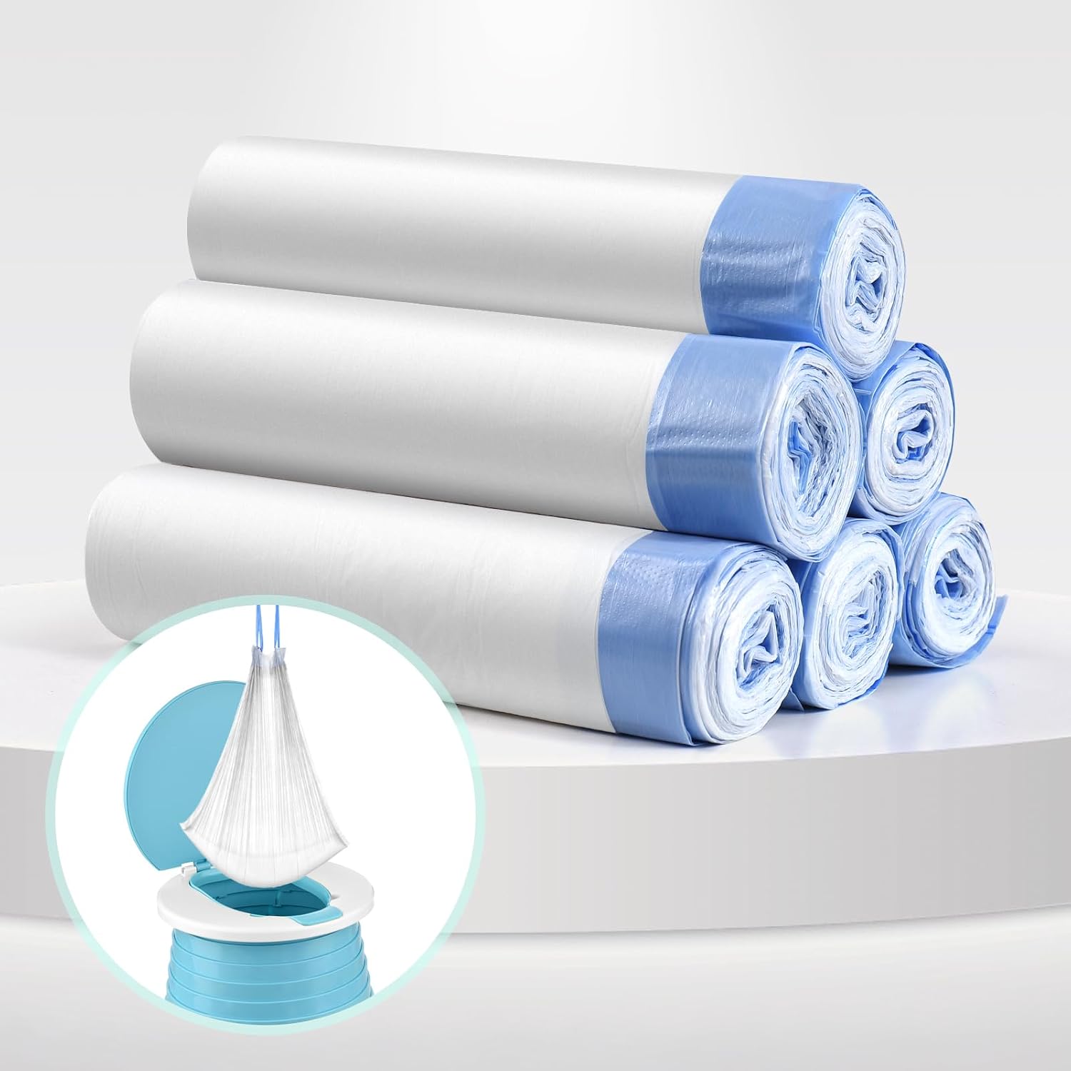 Portable Travel Potty Chair Liners Bags with Drawstring 90 PCS (18×20 INCH)