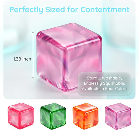 4pcs Mini Stress Cube Slow Rising Squishy Fidget Toys Stress Balls Adults