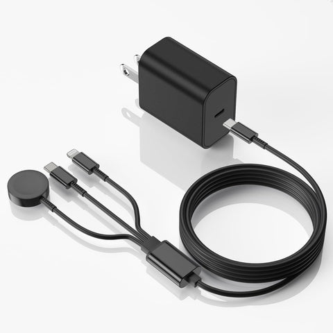 Upgraded Apple Watch Charger, 3 in 1 Multi Charging Cable 6FT, Magnetic Fast Charger, Portable Fast Charging Cable Cord for iWatch Series Ultra SE 3/11/10/9/8/7/6/iPhone17 16 15/14/13/12/11,Black