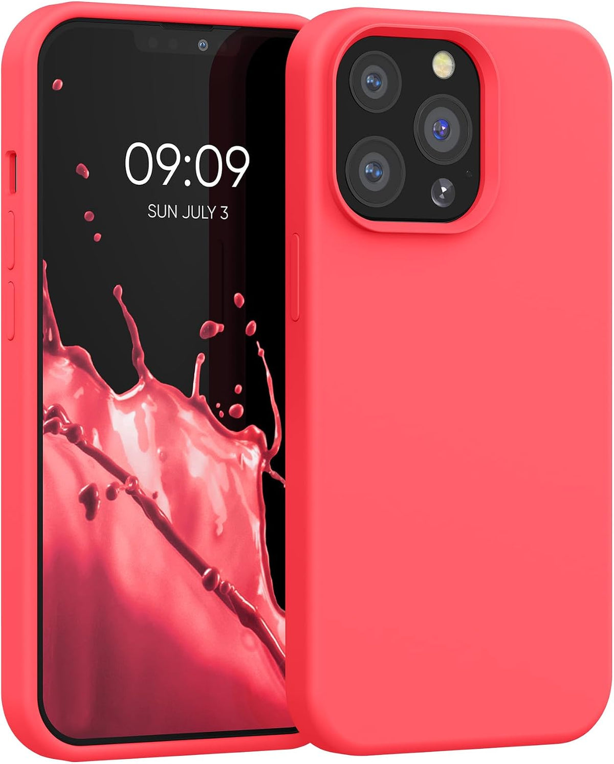 kwmobile Case Compatible with Apple iPhone 13 Pro Case - TPU Silicone Phone Cover with Soft Finish - Neon Coral