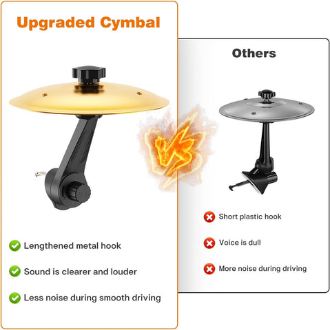 Car Cymbal Air Vent, Mini Drum Crash Cymbal Set with Mini Drum Stick, Funny Musical Instruments Gadget for Drummer Music Lovers Gift, Compact Durable Car Accessory for Most Vehicles(Gold)